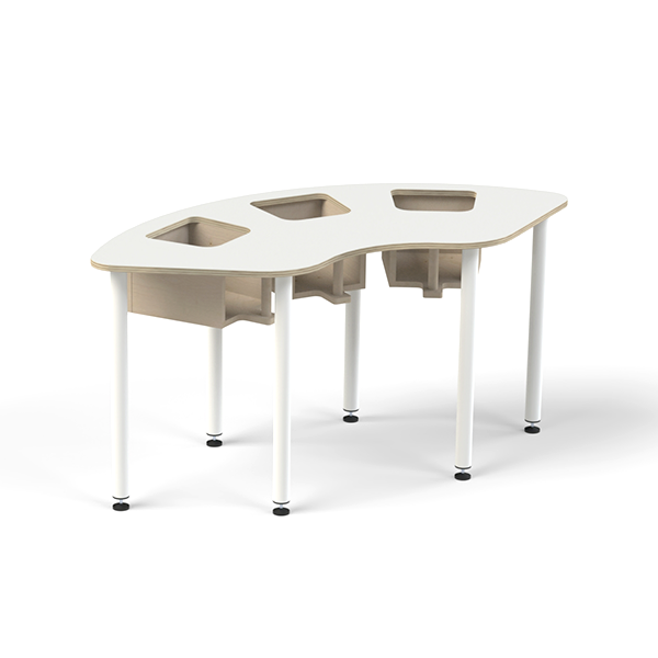 Mesa trona 3 puestos MDF Blanco